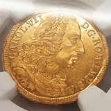 神聖ローマ帝国 レーゲンスブルク (1742-45) 2ダカット金貨 カール7世 都市景観 MS62