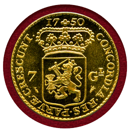 オランダ ホラント (1750) 7グルデン 金貨 リストライク 馬上の騎士