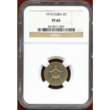 キューバ 1915年 2センタボ 白銅貨 プルーフ NGC PF65