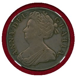 イギリス 1708年 クラウン 銀貨 アン女王 NGC AU50