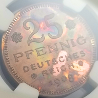 ドイツ 1908年 25ペニヒ 銅貨 試作貨 NGC PF64RB