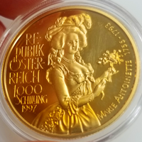 オーストリア 1997年 1000シリング 金貨 マリーアントワネット