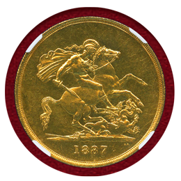 イギリス 1887年 5ポンド 金貨 ヴィクトリア ジュビリーヘッド NGC MS61