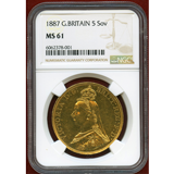 イギリス 1887年 5ポンド 金貨 ヴィクトリア ジュビリーヘッド NGC MS61