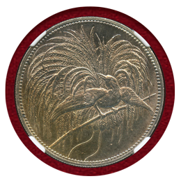 独領ニューギニア 1894A 5マルク 銀貨 極楽鳥 NGC MS60