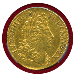 フランス 1690A 2ルイドール 金貨 ルイ14世 PCGS AU50