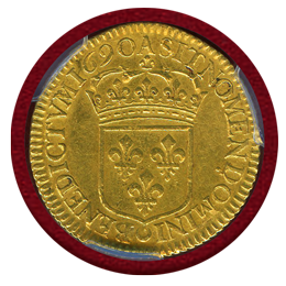 フランス 1690A 2ルイドール 金貨 ルイ14世 PCGS AU50