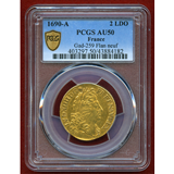 フランス 1690A 2ルイドール 金貨 ルイ14世 PCGS AU50