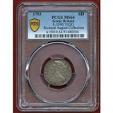 イギリス 1703年 6ペンス 銀貨 アン女王 VIGO PCGS MS64