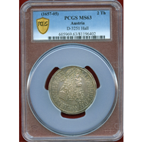 【SOLD】神聖ローマ帝国  (1657-05) 2ターラー銀貨 レオポルト1世 MS63