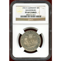 ドイツ ワイマール共和国 1931A 3マルク 銀貨 マグデブルク再建300年 PF64CAMEO