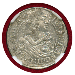 神聖ローマ帝国 オーストリア 1663年 3クルーザー銀貨 ジギスムント・フランツ MS62