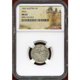 神聖ローマ帝国 オーストリア 1663年 3クルーザー銀貨 ジギスムント・フランツ MS62