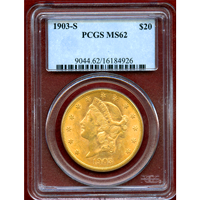 【SOLD】アメリカ 1903S 20ドル 金貨 リバティヘッド PCGS MS62