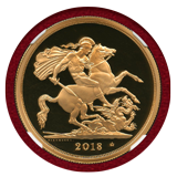 イギリス 2018年 5ポンド金貨 エリザベス2世戴冠65周年記念 NGC PF70UC