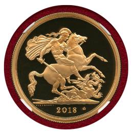 イギリス 2018年 5ポンド金貨 エリザベス2世戴冠65周年記念 NGC PF70UC