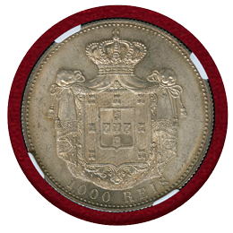 ポルトガル 1899年 1000レイス 銀貨 カルロス1世 NGC MS63+