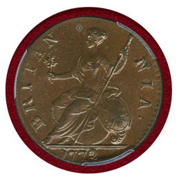 イギリス 1772年 1/2ペニー銅貨 ジョージ3世 PCGS MS64BN