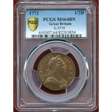 イギリス 1772年 1/2ペニー銅貨 ジョージ3世 PCGS MS64BN
