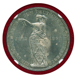 【SOLD】ドイツ フランクフルト 1862年 ターラー 銀貨 ドイツ連邦射撃祭 NGC MS62