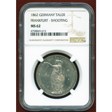 【SOLD】ドイツ フランクフルト 1862年 ターラー 銀貨 ドイツ連邦射撃祭 NGC MS62