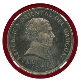 【SOLD】ウルグアイ 1953年 試作(MODEL)ペソ銀貨 メダリックイシュー NGC PF64