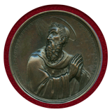 バチカン市国 1834-Dated 銅メダル 聖ベネディクト NGC MS61BN