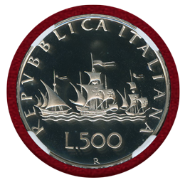 イタリア 1985R 500リレ 銀貨 コロンブスの船 NGC PF69UC
