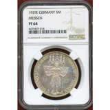 ドイツ ワイマール共和国 1929E 5マルク銀貨 プルーフ マイセン NGC PF64