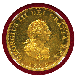 イギリス 1799年 1/4ペニー 銅貨 Gilt ジョージ3世 NGC PF62CAMEO