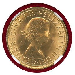 イギリス 1967年 ソブリン 金貨 エリザベス2世 NGC MS66
