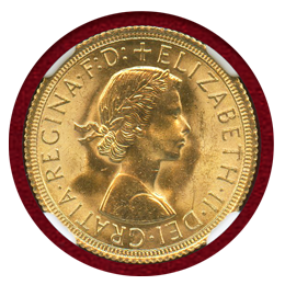 イギリス 1963年 ソブリン 金貨 エリザベス2世 NGC MS66