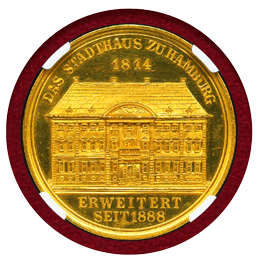 【SOLD】ハンブルク 1888年 1/2ポルトガレッサー 金メダル 市庁舎拡張記念 MS64PL