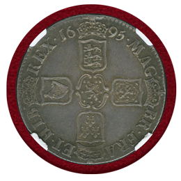 イギリス 1695年 クラウン 銀貨 ウィリアム3世 NGC AU58
