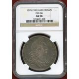 イギリス 1695年 クラウン 銀貨 ウィリアム3世 NGC AU58