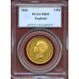 イギリス 1826年 2ポンド 金貨 ジョージ4世 PCGS PR55