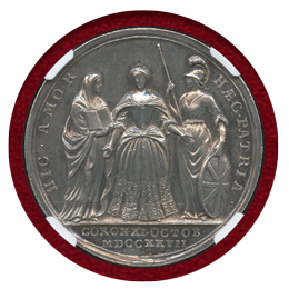 イギリス 1727年 銀メダル キャロライン王妃戴冠記念 NGC MS62