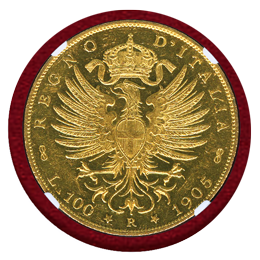 イタリア 1905R 100リレ 金貨 ヴィットリオ・エマヌエレ3世 NGC MS60