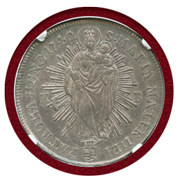 ハンガリー 1742年 ターラー銀貨 マリア・テレジア、マドンナ NGC AU58