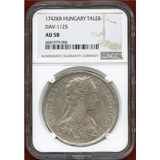 ハンガリー 1742年 ターラー銀貨 マリア・テレジア、マドンナ NGC AU58