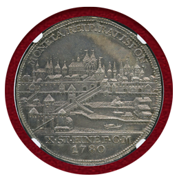 ドイツ レーゲンスブルク 1780BF ターラー 銀貨 都市景観 NGC AU58