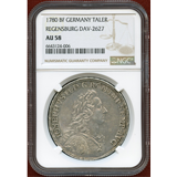 ドイツ レーゲンスブルク 1780BF ターラー 銀貨 都市景観 NGC AU58