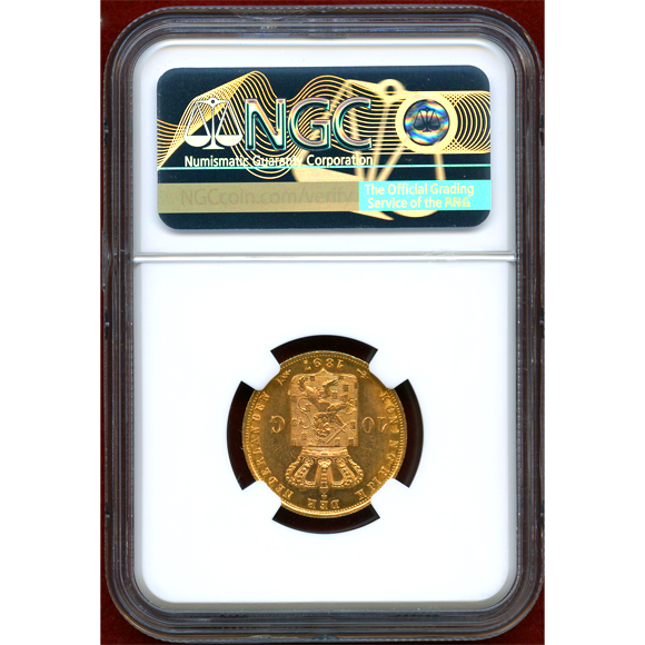 672g1897 オランダ 10グルデン 金貨 ウィルヘルミナ女性 NGC UNC - 旧 ...