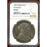 【SOLD】ドイツ フランクフルト 1866年 2ターラー 銀貨 フランコニア NGC PF63+