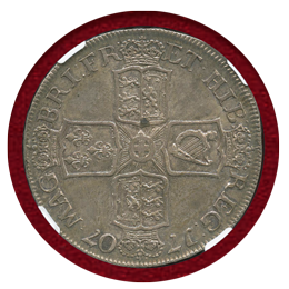 イギリス 1707年 クラウン銀貨 アン女王 NGC AU55