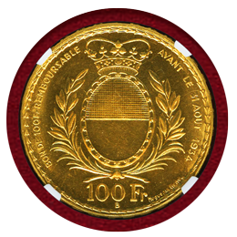 【SOLD】スイス 近代射撃祭 1934B 100フラン 金貨 フリブール NGC MS64