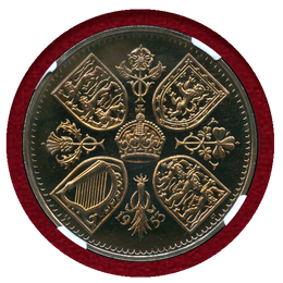 【SOLD】イギリス 1953年 エリザベス2世 戴冠記念 白銅貨 クラウン PF67CAM