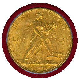 【SOLD】イタリア 1912R 100リレ 金貨 豊穣の女神 PCGS MS63