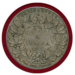 ドイツ 1841年 2ターラー 銀貨 フランクフルト都市景観 PCGS MS61