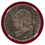 フランス 1820A 5フラン 銀貨 ルイ18世 NGC MS63
